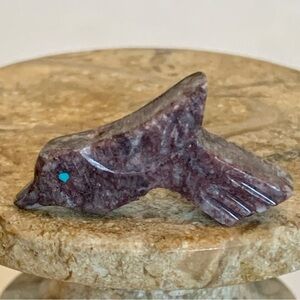 Zuni Carved Bird Fetish Bead Drilled Stone Native American Animal Carving 1”